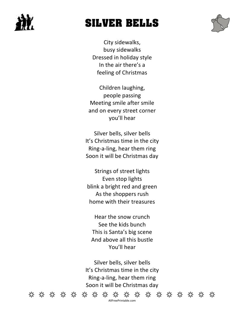 silver bells lyrics – free printable